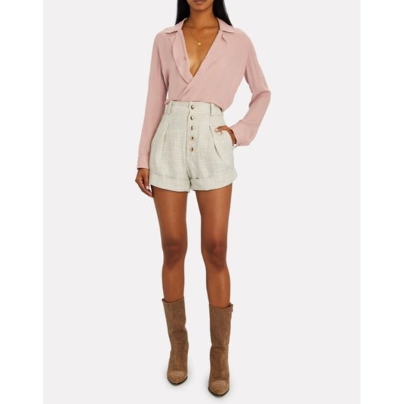 L'Agence Rita Draped Faux Wrap Silk Carrot Orange Blouse Top - Picture 11 of 14